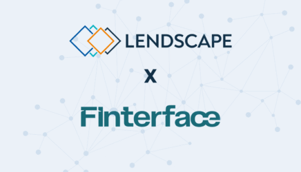 Lendscape and Finterface logos linked by data nodes, symbolising real-time SKU-level inventory monitoring for ABL lenders